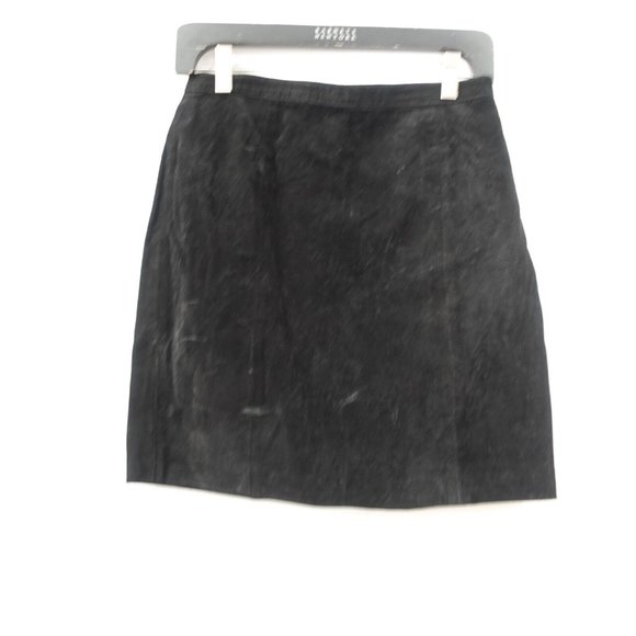 Winlit Skirt Juniors Size 9 Leather Mini‎ A Line Black Suede Genuine Classic Y2K - Picture 1 of 11